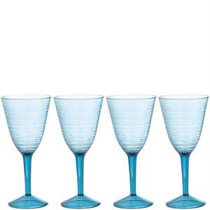 The Three Rivers Hampers Co. Blue Linear Set of 4 Wine Glasses
